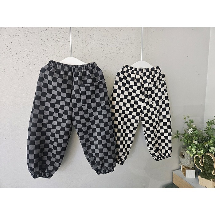 河馬嘟嘟#韓國童裝#每天都想穿~棋盤格棉褲(預購)-細節圖4