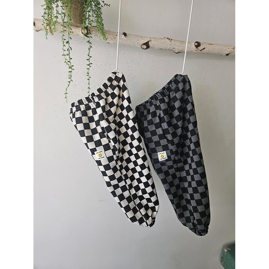 河馬嘟嘟#韓國童裝#每天都想穿~棋盤格棉褲(預購)-細節圖5