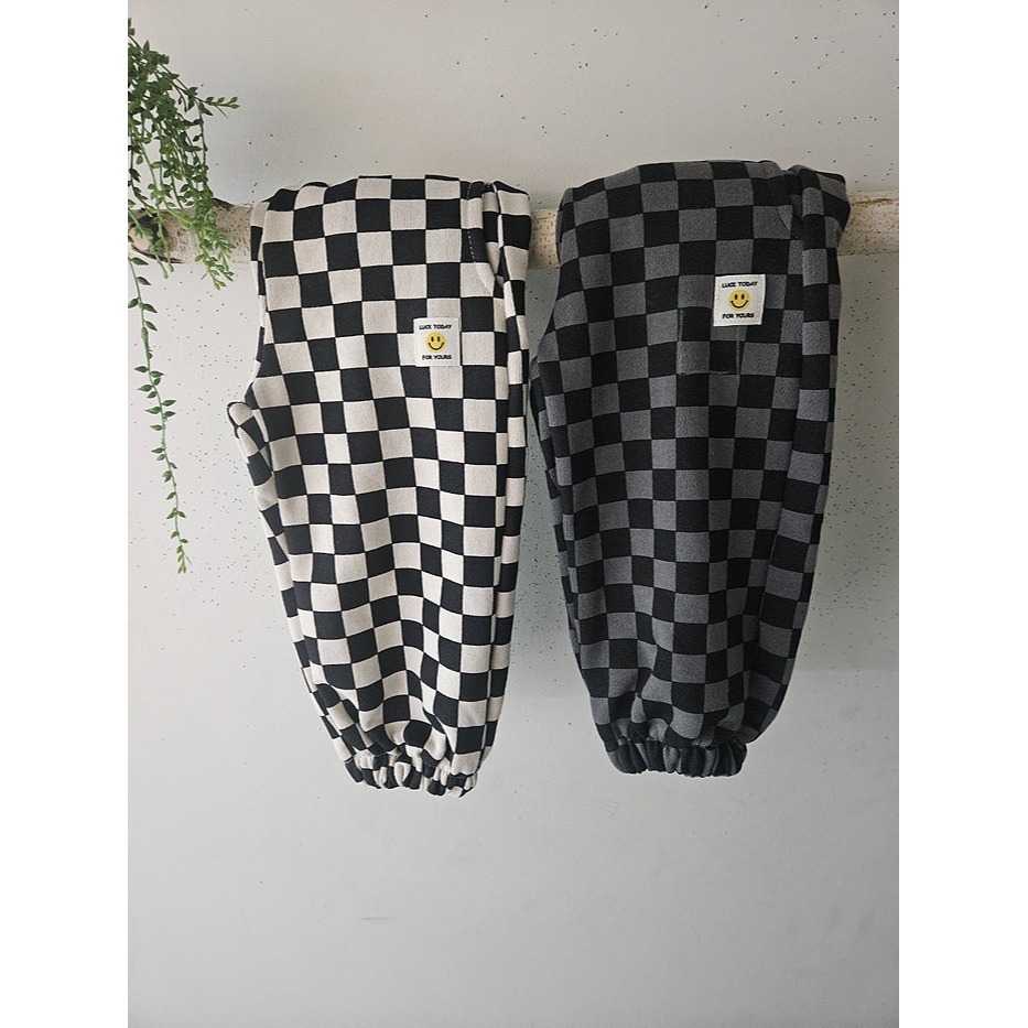 河馬嘟嘟#韓國童裝#每天都想穿~棋盤格棉褲(預購)-細節圖6