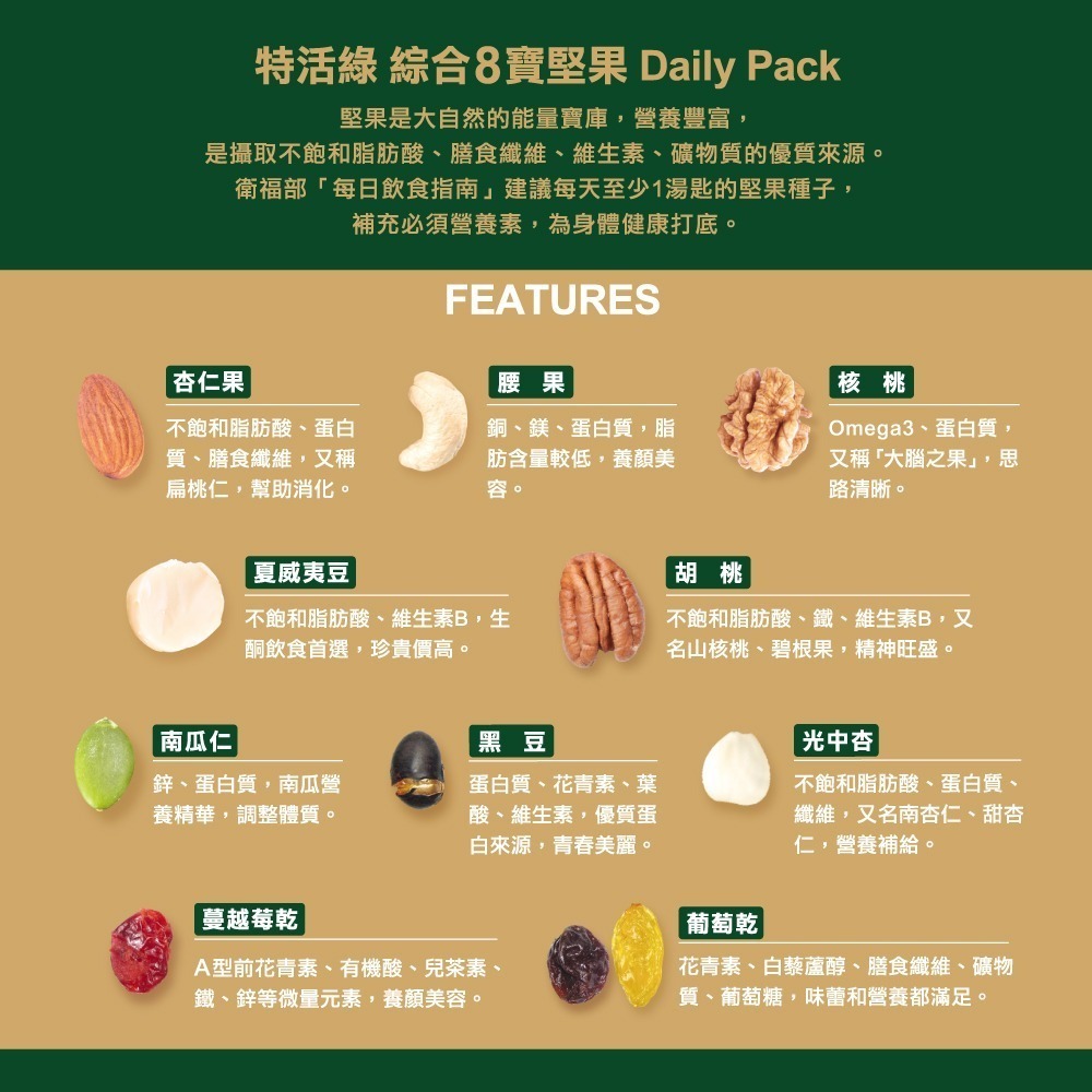 【福利超值】🍂滿月8寶珍果禮盒 (30入/盒) 🔥搶手美味 熱銷堅果🔥 秋季堅果豐收祭 官方直營【特活綠】-細節圖2