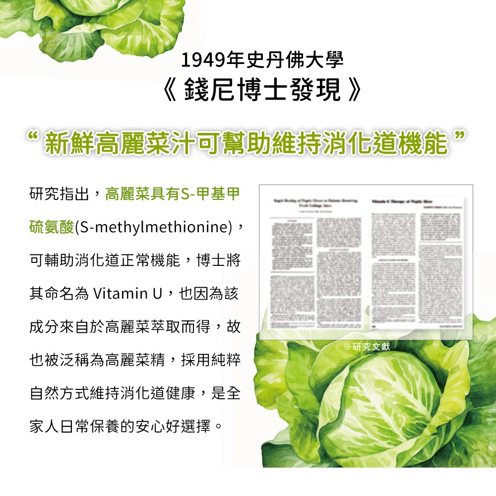 👌博士級消化護衛【特活綠】高麗菜精U(60粒)(原樂酸定U)✦助消化✦史丹佛博士研究✦美國大廠✦專利製程 官方直營-細節圖6