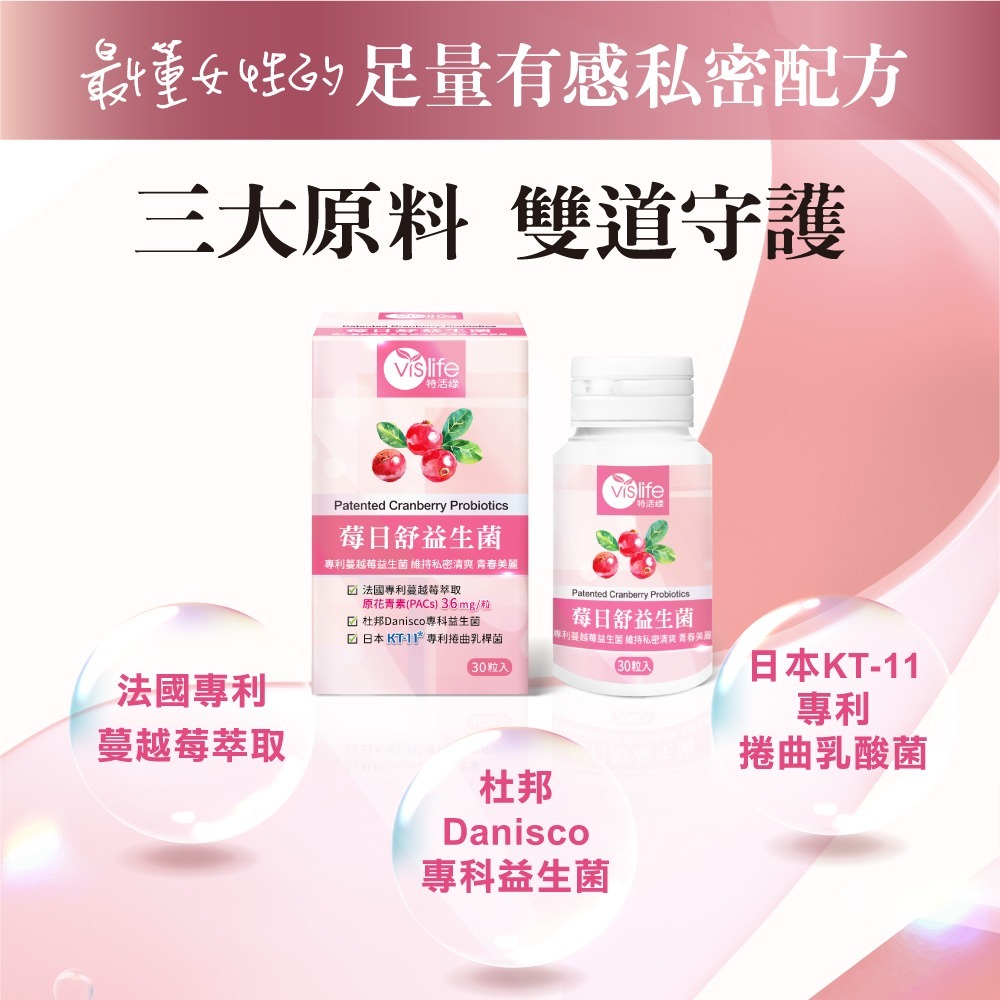 🌷【5折全新】莓日舒蔓越莓益生菌 30粒/瓶✔關鍵36mg花青素✔法國蔓越莓✔多國專利✔獨家雙道守護【特活綠】-細節圖3
