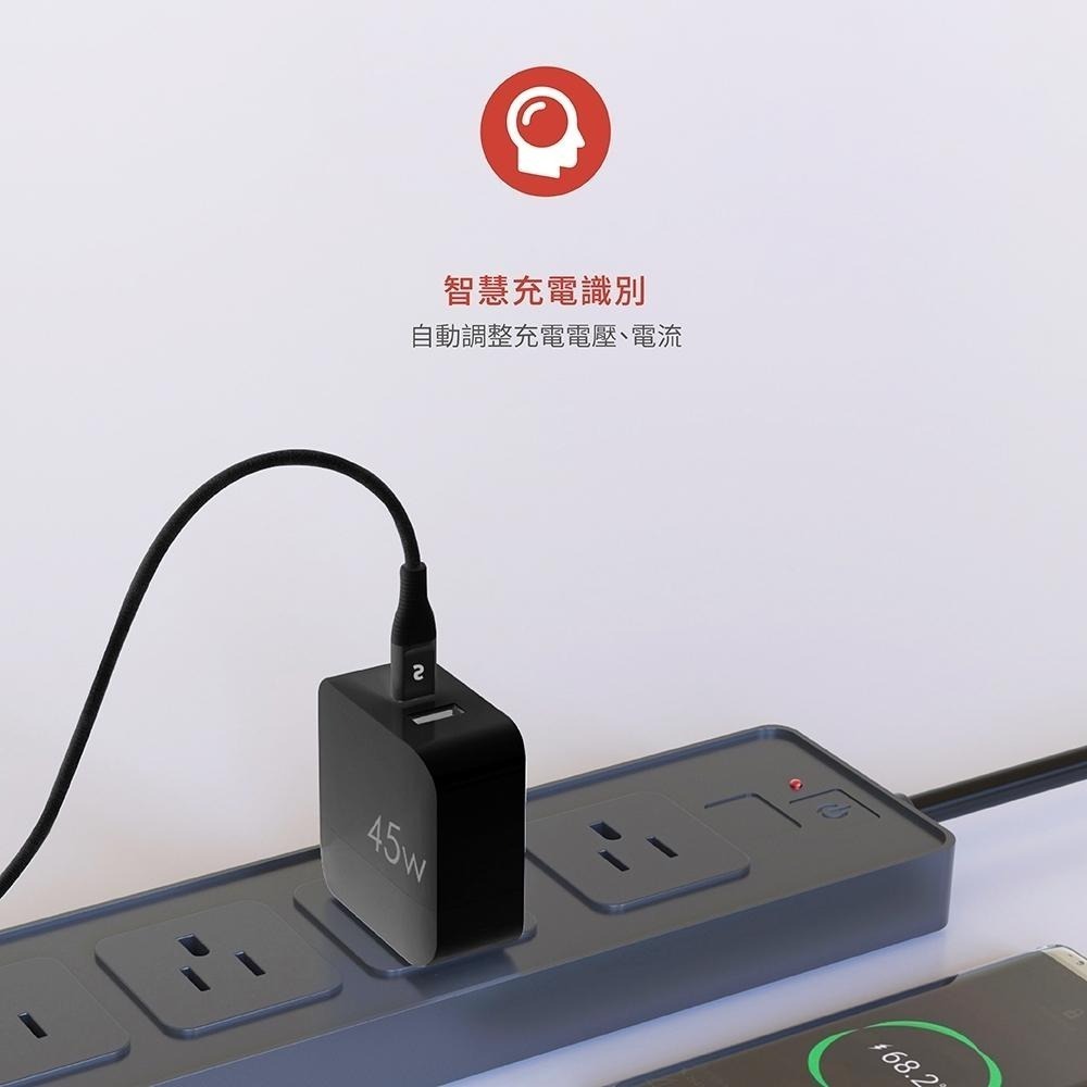 Soodatek PD 45W 雙孔高速充電器 折疊式插頭 方便攜帶 BSMI認證 可同時充兩台設備-細節圖4