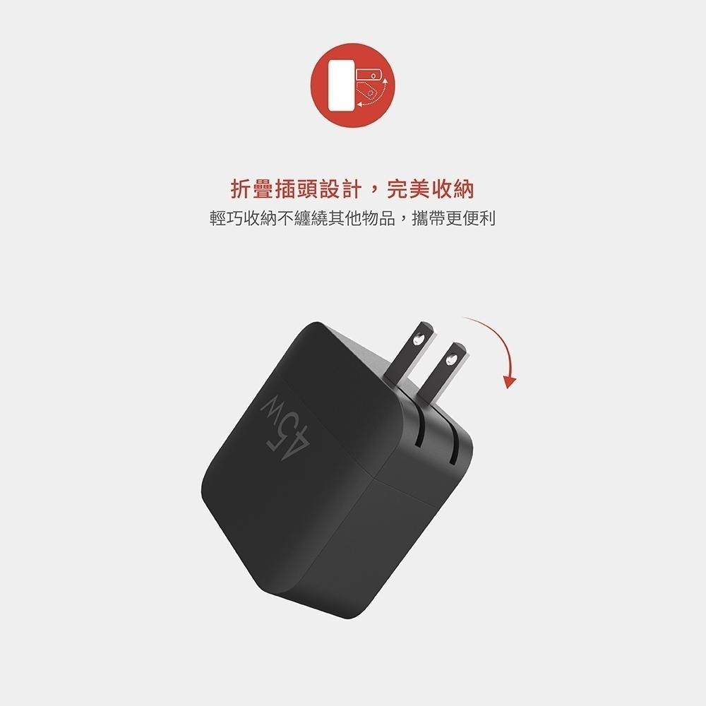 Soodatek PD 45W 雙孔高速充電器 折疊式插頭 方便攜帶 BSMI認證 可同時充兩台設備-細節圖6