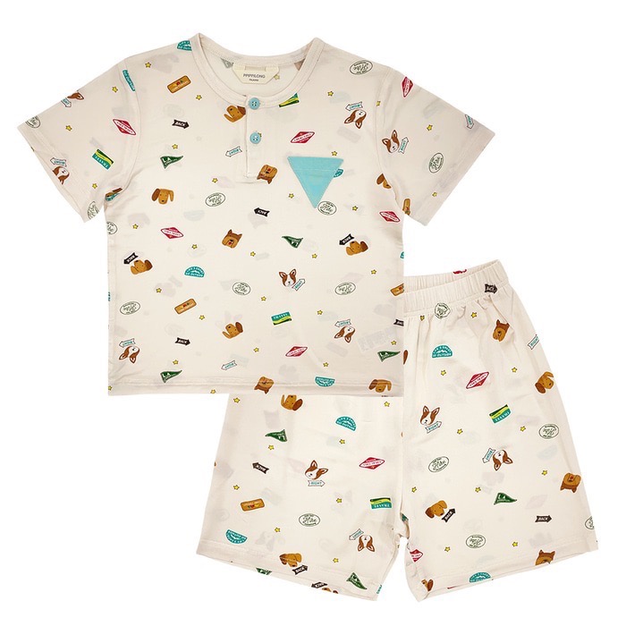 韓國代購｜迷你狗狗🇰🇷急凍人造絲涼感大彈力家居服套裝-細節圖2