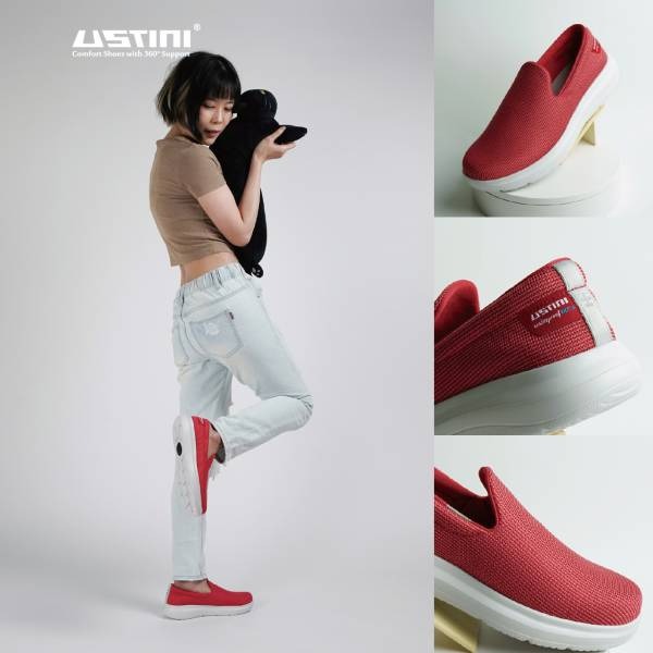 【千禾漾】Ustini我挺你健康鞋 防潑水排靜電 櫻桃休閒鞋(輕巧方便休閒鞋 接地氣 防潑水)女款-櫻桃色-細節圖2