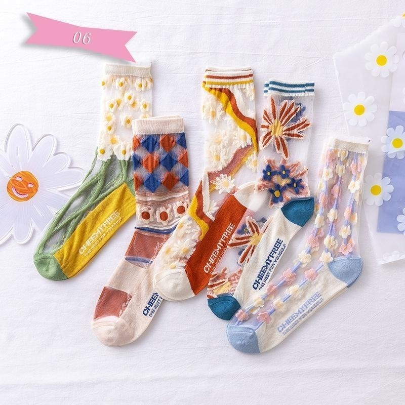 【現貨】女生襪子 短絲襪 水晶襪 可愛襪子 中筒襪女 透膚襪  玻璃襪 透明襪 透視襪 中筒襪 少女襪 短襪女 中統襪-細節圖6