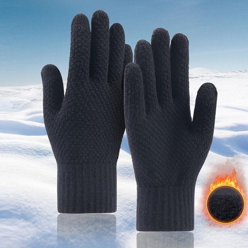 加絨加厚保暖手套 針織保暖手套 觸控手套 冬季禦寒 機車 騎車 保暖 防風保暖 外送 針織手套 冬天手套-細節圖7