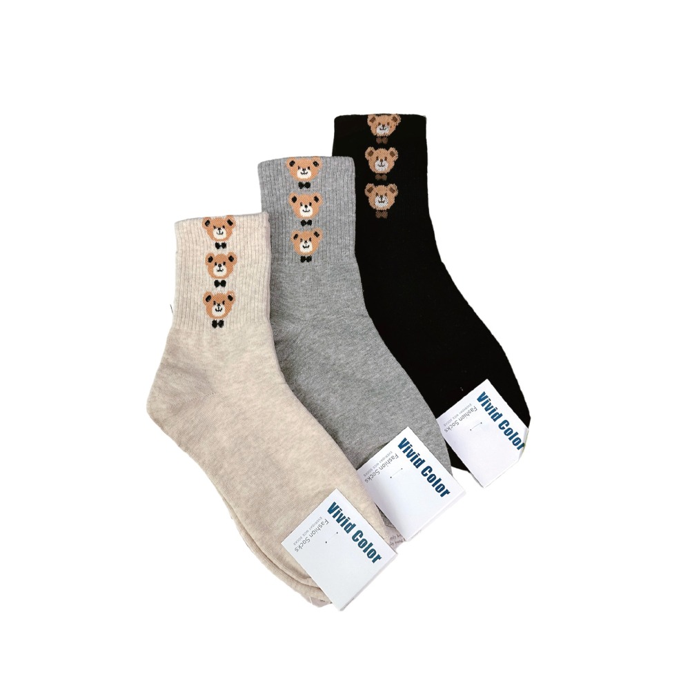 【現貨】中筒襪 可愛襪子 小熊襪子 卡通襪 女生襪子 熊熊襪子 貓咪襪 韓國襪 襪子 夏天襪子 韓國襪子 襪子女中筒-細節圖2