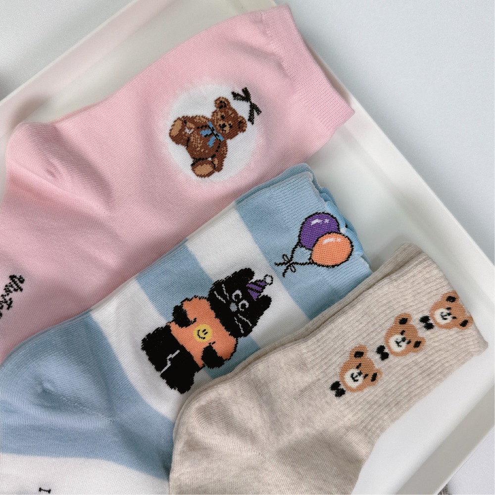 【現貨】中筒襪 可愛襪子 小熊襪子 卡通襪 女生襪子 熊熊襪子 貓咪襪 韓國襪 襪子 夏天襪子 韓國襪子 襪子女中筒-細節圖6