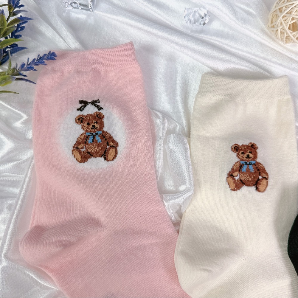 【現貨】中筒襪 可愛襪子 小熊襪子 卡通襪 女生襪子 熊熊襪子 貓咪襪 韓國襪 襪子 夏天襪子 韓國襪子 襪子女中筒-細節圖8