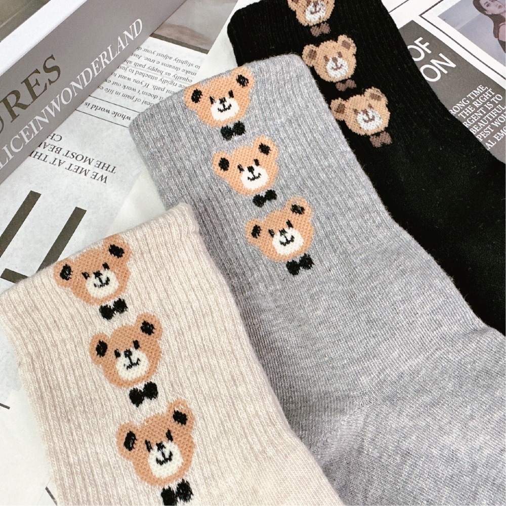 【現貨】中筒襪 可愛襪子 小熊襪子 卡通襪 女生襪子 熊熊襪子 貓咪襪 韓國襪 襪子 夏天襪子 韓國襪子 襪子女中筒-細節圖9