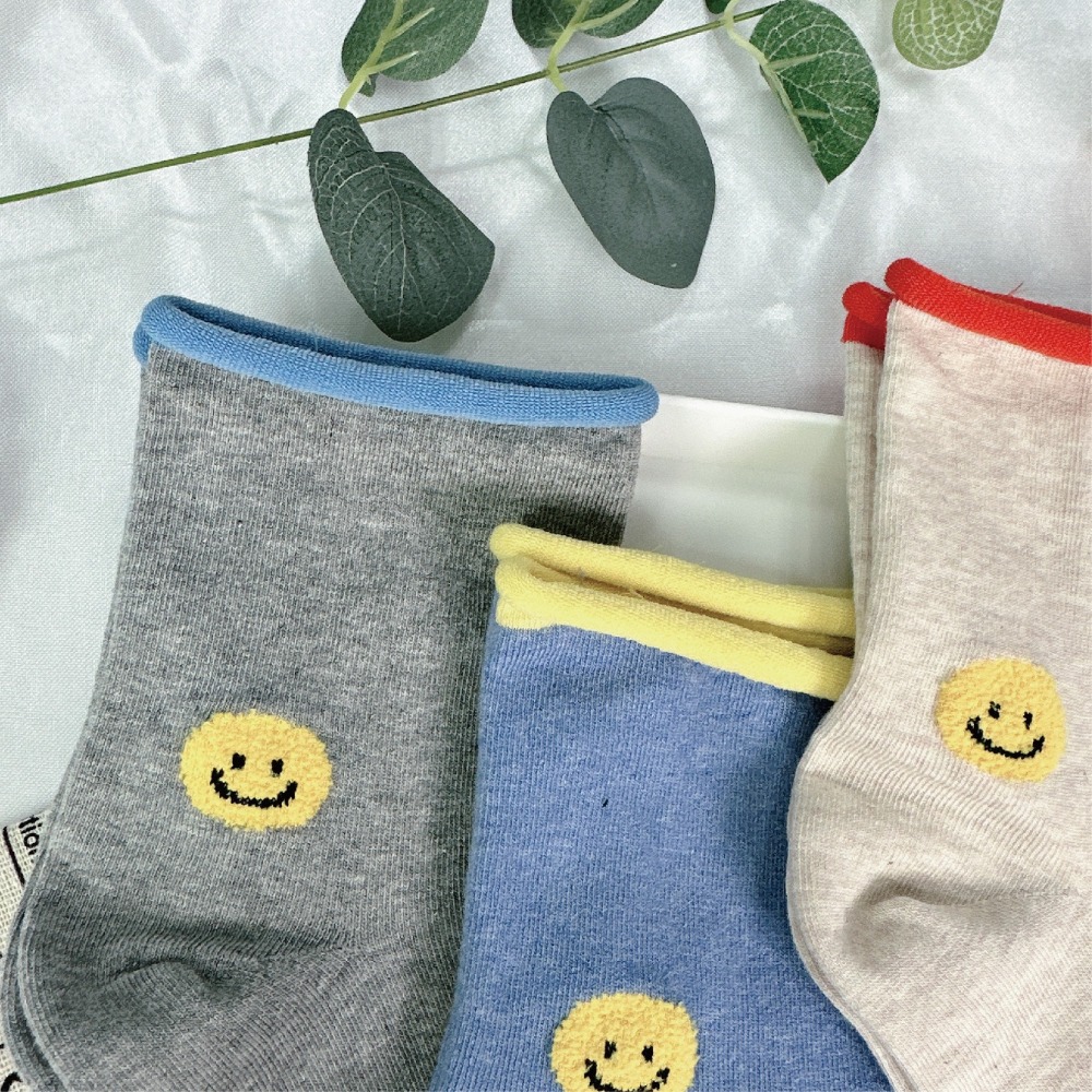 【現貨】女生襪子 條紋襪 中筒襪 韓國襪 笑臉襪 韓系襪子 SOCKS 可愛襪子 襪子中筒襪 薄襪 棉襪 韓系襪子-細節圖6