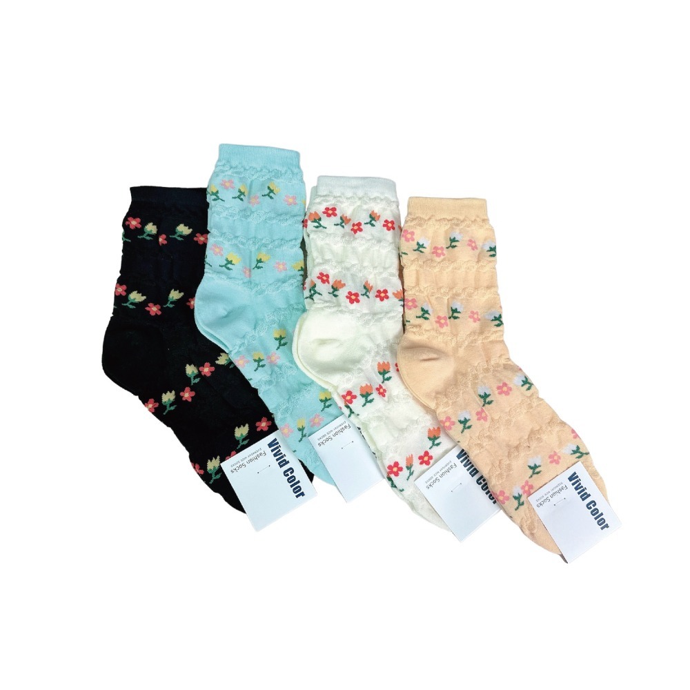 【現貨】花朵襪子  SOCKS 襪子女中筒 中筒襪 韓國襪 女生襪子 襪子韓國  襪子 韓國長襪 可愛襪子-細節圖2