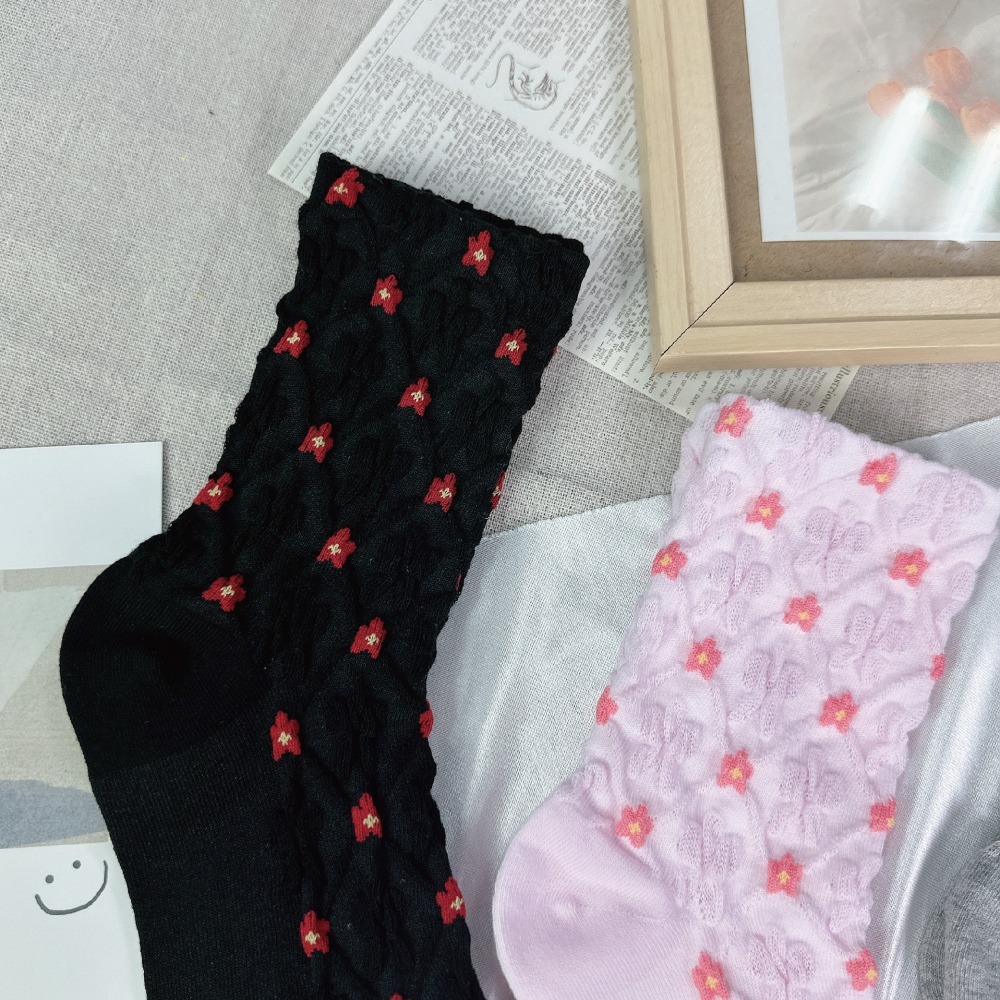 【現貨】花朵襪子  SOCKS 襪子女中筒 中筒襪 韓國襪 女生襪子 襪子韓國  襪子 韓國長襪 可愛襪子-細節圖6