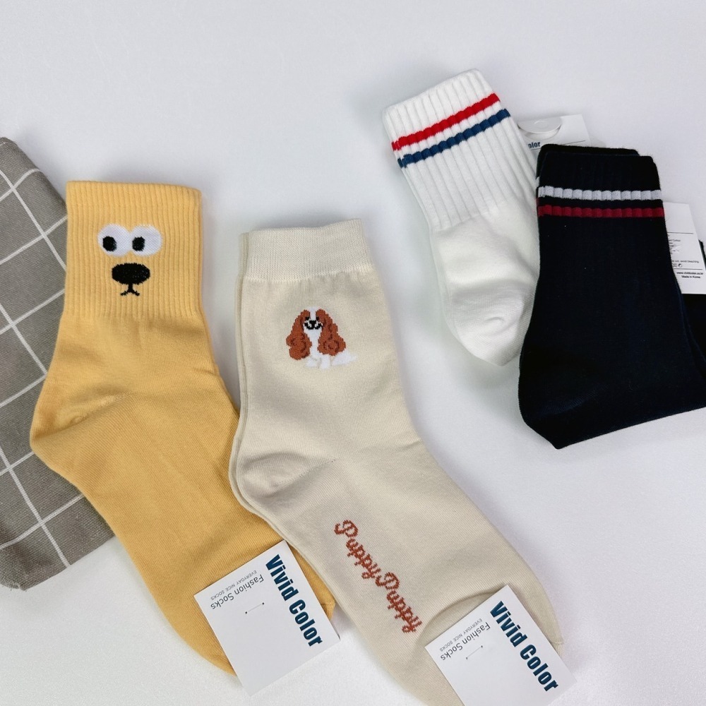 【現貨】韓國襪子 韓國襪 中筒襪 襪子中筒襪 可愛襪子 女生襪子 韓國長襪 襪子 SOCKS 條紋襪 狗狗襪子 卡通襪-細節圖6
