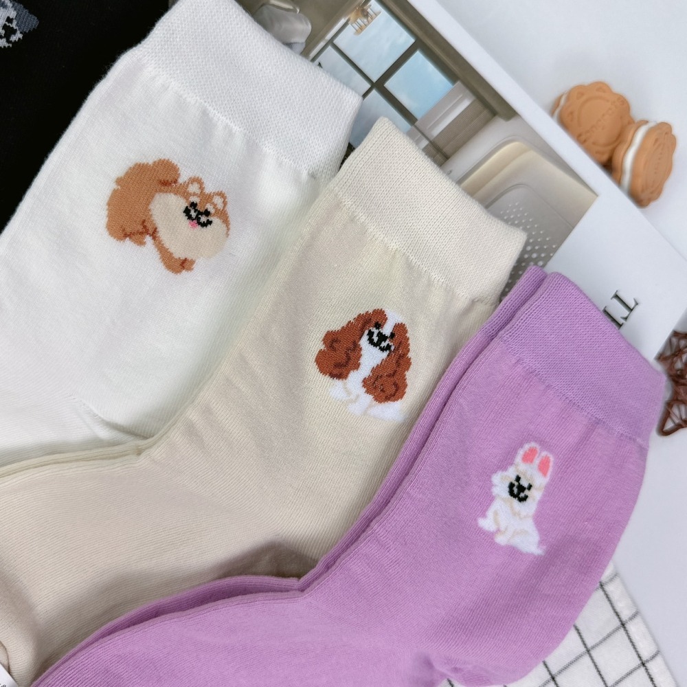 【現貨】韓國襪子 韓國襪 中筒襪 襪子中筒襪 可愛襪子 女生襪子 韓國長襪 襪子 SOCKS 條紋襪 狗狗襪子 卡通襪-細節圖8