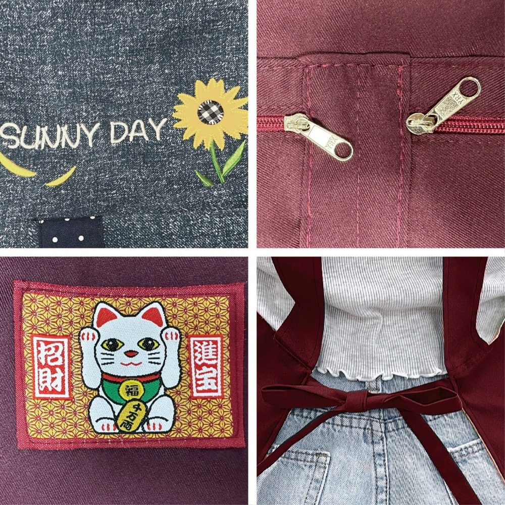 【現貨】一片裙 卡通圍裙 工作圍裙 生意圍裙 四口袋圍裙 透氣 素色圍裙 圍裙工作服 廚房圍裙 圍裙 園藝圍裙-細節圖2