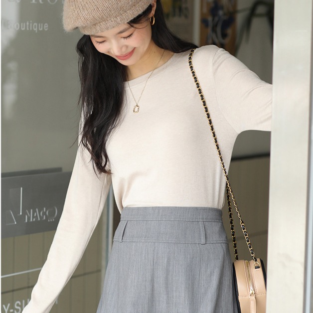 【現貨】內搭衣 打底衫 圓領 長袖 保暖 長袖上衣 內搭長袖 發熱衣衣 冬天長袖 內搭 上衣 女裝 長袖內搭 9912-細節圖8