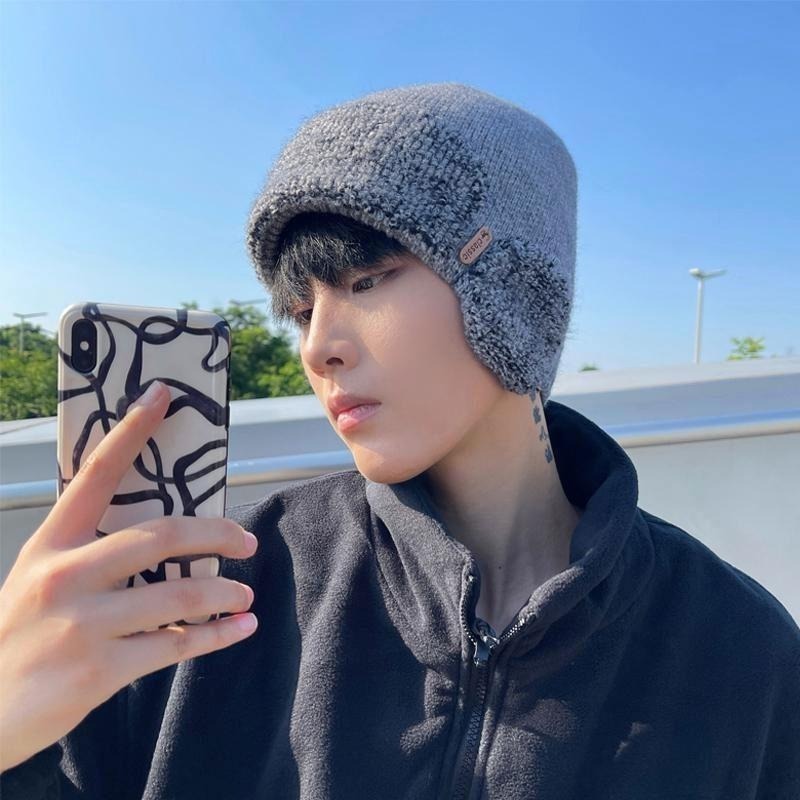 【OTOBAI】圓帽 毛線護耳帽 冬季禦寒 護耳 針織帽 雷鋒帽 飛行帽 簡約 冬季保暖 登山 健走 戶外禦寒-細節圖5