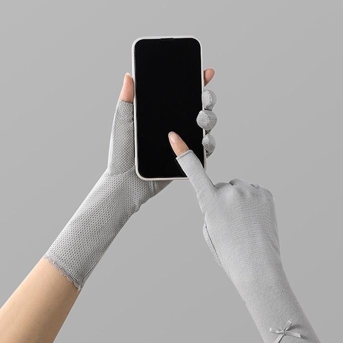 【OTOBAI】 機車手套 防曬手套 蕾絲露指加長手套 露指手套 棉質 抗UV 防紫外線 防滑  lace glove-細節圖5