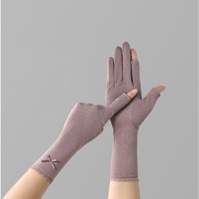 【OTOBAI】 機車手套 防曬手套 蕾絲露指加長手套 露指手套 棉質 抗UV 防紫外線 防滑  lace glove-細節圖7