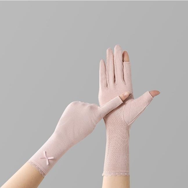 【OTOBAI】 機車手套 防曬手套 蕾絲露指加長手套 露指手套 棉質 抗UV 防紫外線 防滑  lace glove-細節圖8