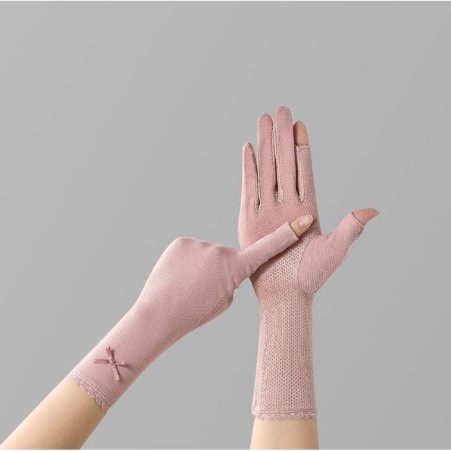 【OTOBAI】 機車手套 防曬手套 蕾絲露指加長手套 露指手套 棉質 抗UV 防紫外線 防滑  lace glove-細節圖9