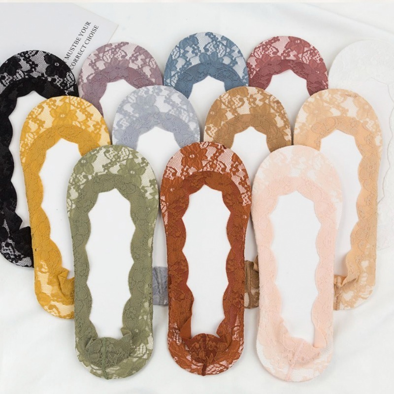 【OTOBAI】 透膚蕾絲腳板隱形襪 NS004 腳底止滑 隱形襪 女襪 矽膠防滑 蕾絲 波浪腳板襪-細節圖6