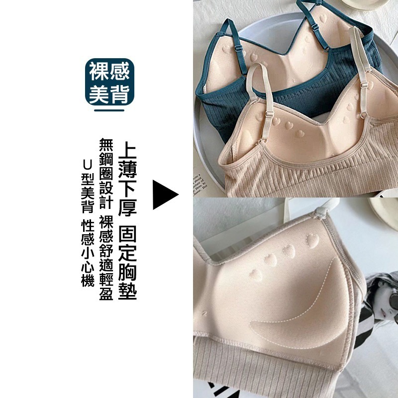 【OTOBAI】 直條紋裸感小可愛 C2204 內搭 女生配件 素面款 6色可選 無鋼圈內衣 Built-in Bra-細節圖2