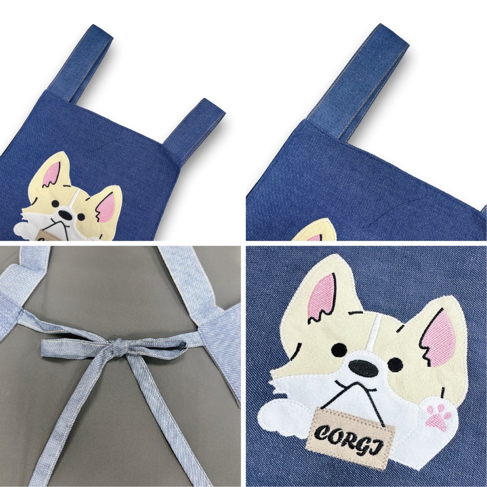 【OTOBAI】廚房圍裙 工作圍裙 素色圍裙 圍裙 圍裙廚房 一片裙 透氣 圍裙工作服 掛脖圍裙 電繡 背心圍裙 工作服-細節圖6