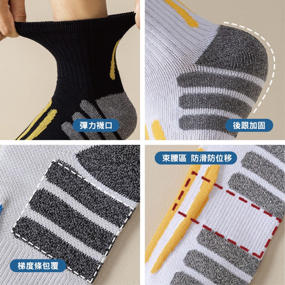 【OTOBAI】條紋襪 毛巾襪 運動襪 襪子 氣墊足弓襪 運動長襪 氣墊襪 中筒襪 足弓襪 毛巾底運動襪  運動中筒襪-細節圖3
