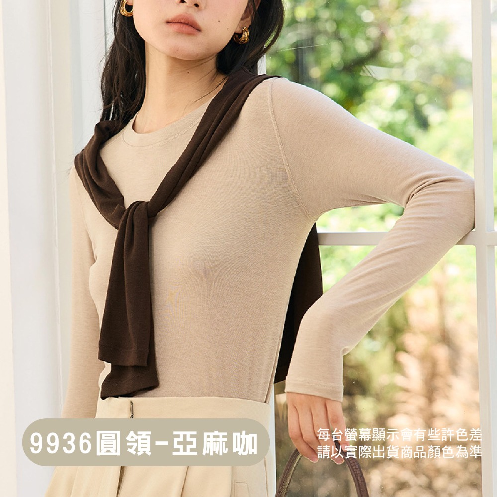 【OTOBAI】長袖上衣 內搭 發熱衣 打底衫 冬天長袖 內搭長袖 女裝 長袖內搭 圓領 內搭衣 長袖 保暖衣 9936-規格圖9