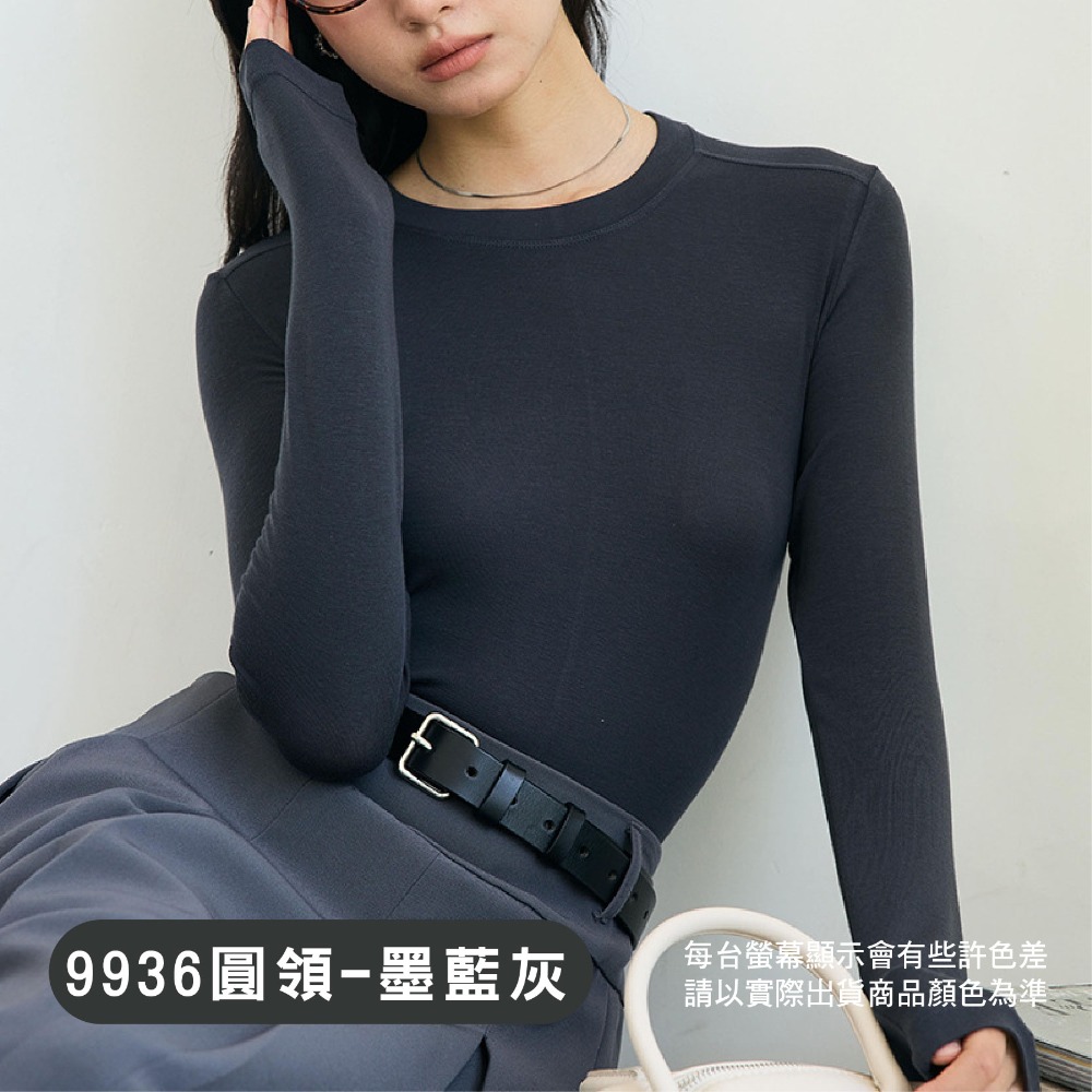 【OTOBAI】長袖上衣 內搭 發熱衣 打底衫 冬天長袖 內搭長袖 女裝 長袖內搭 圓領 內搭衣 長袖 保暖衣 9936-規格圖9