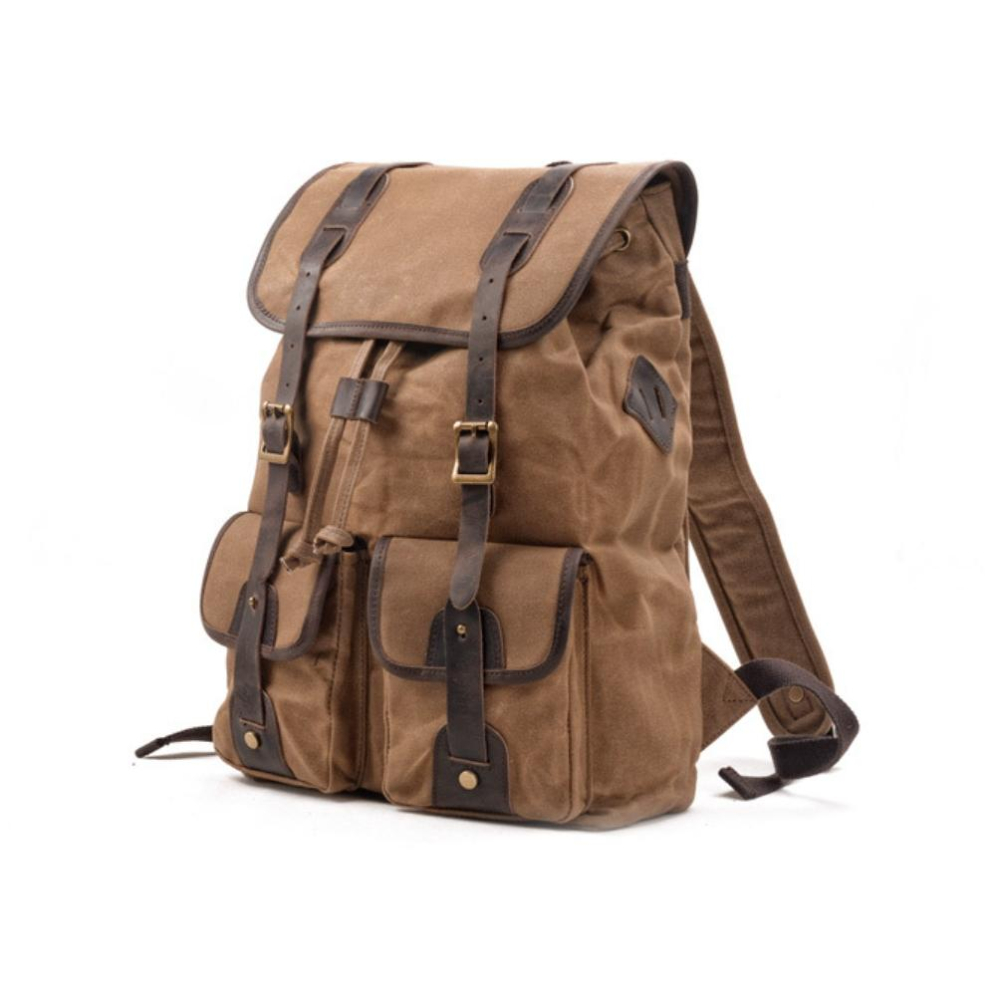 經典原創大容量旅行背包 帆布拼接 牛皮 登山包 露營 戶外雙肩包-細節圖2
