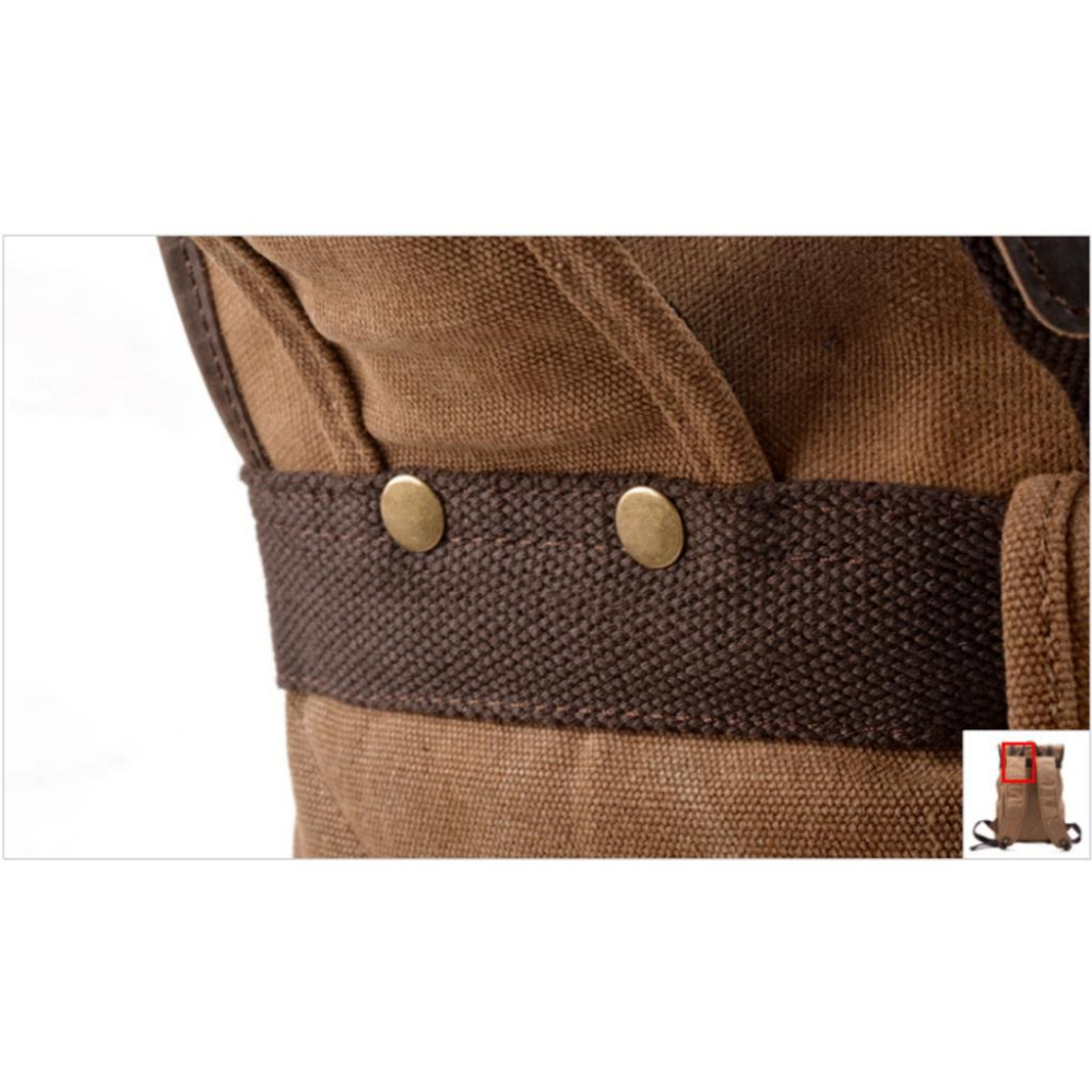 經典原創大容量旅行背包 帆布拼接 牛皮 登山包 露營 戶外雙肩包-細節圖8