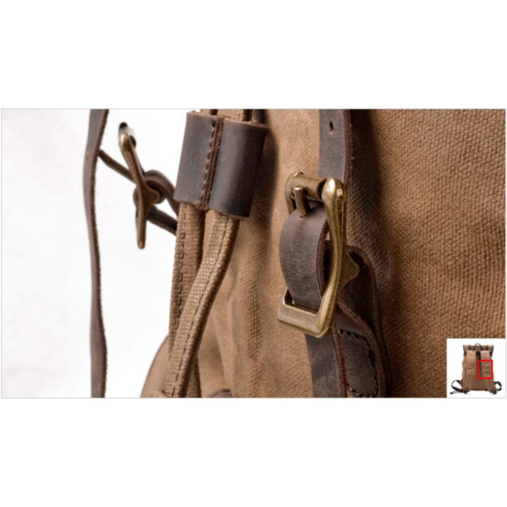 經典原創大容量旅行背包 帆布拼接 牛皮 登山包 露營 戶外雙肩包-細節圖9
