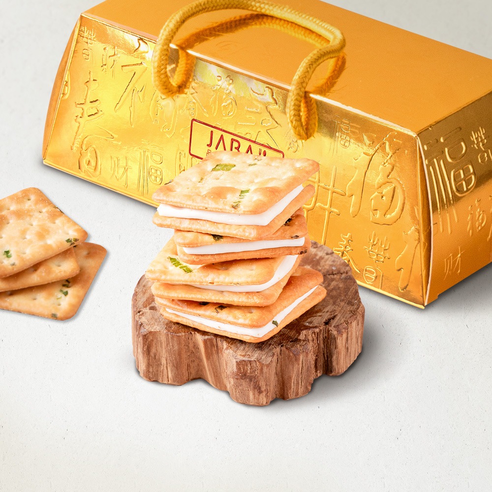 鮮食家｜JABA 聚財金磚禮盒×4盒_口味任選 娃娃酥 牛軋派  雪花酥 蔥軋餅-細節圖4