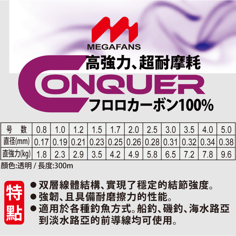 HARIMITSU 泉宏  哈里米茲 CONQUAR(征服)-300m碳素線 卡夢線-細節圖5