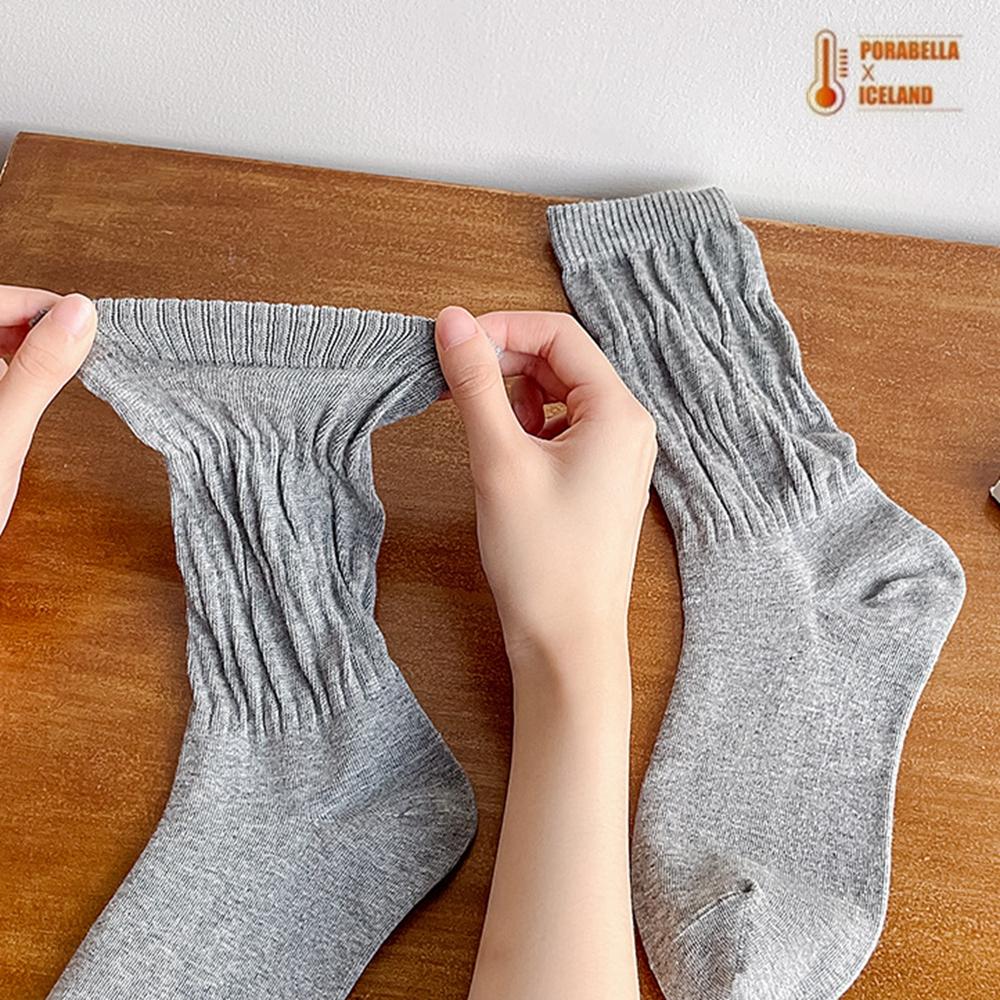 <Porabella現貨>襪套 日系辣妹 堆堆襪 襪套女 女襪子 泡泡襪 中筒襪 小腿襪 秋冬坑條豎條紋保暖襪套-細節圖4