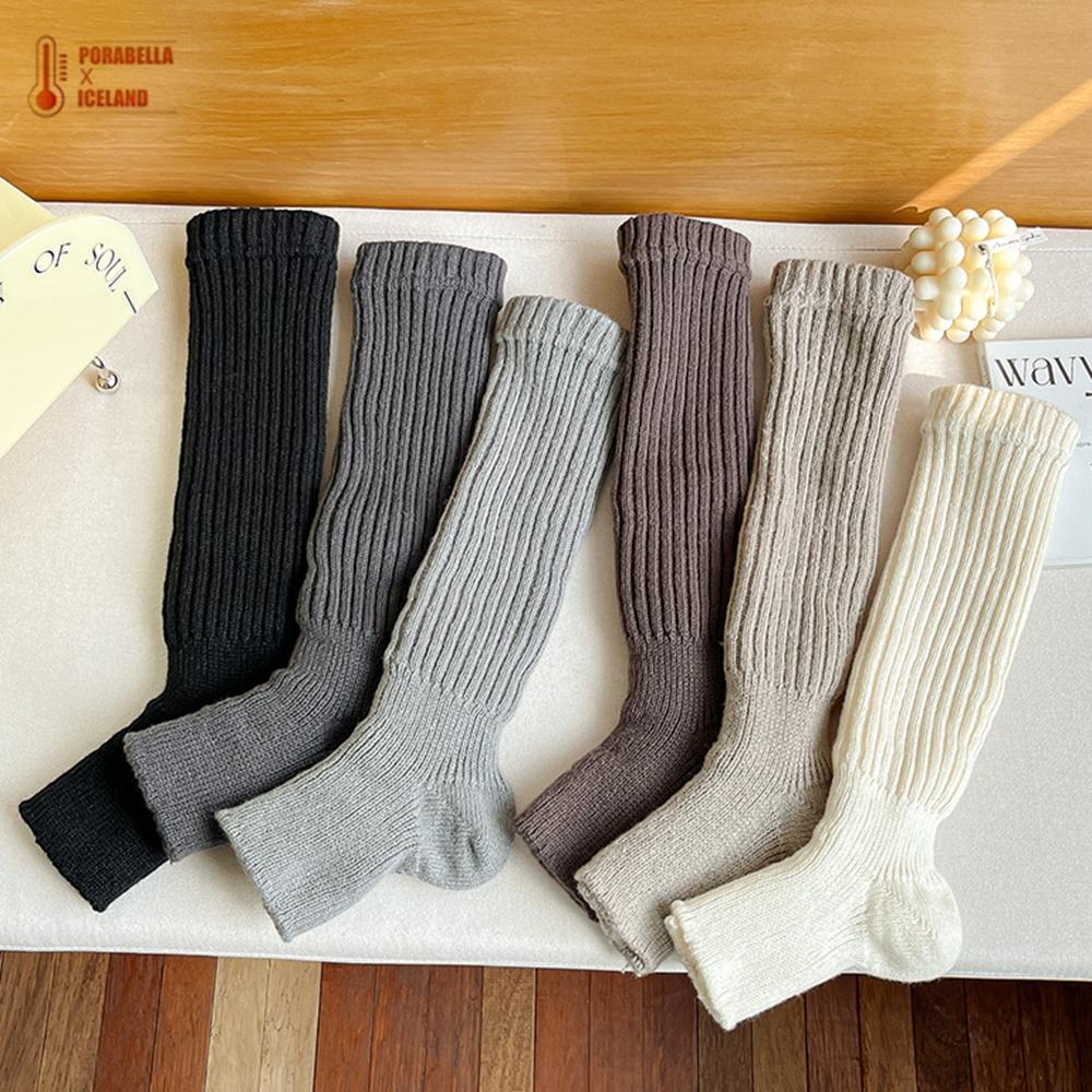 <Porabella現貨>襪套 日系辣妹襪套 露趾堆堆襪泡泡襪 針織襪套女 中筒襪 小腿襪 秋冬針織坑條豎條紋保暖襪套-細節圖2