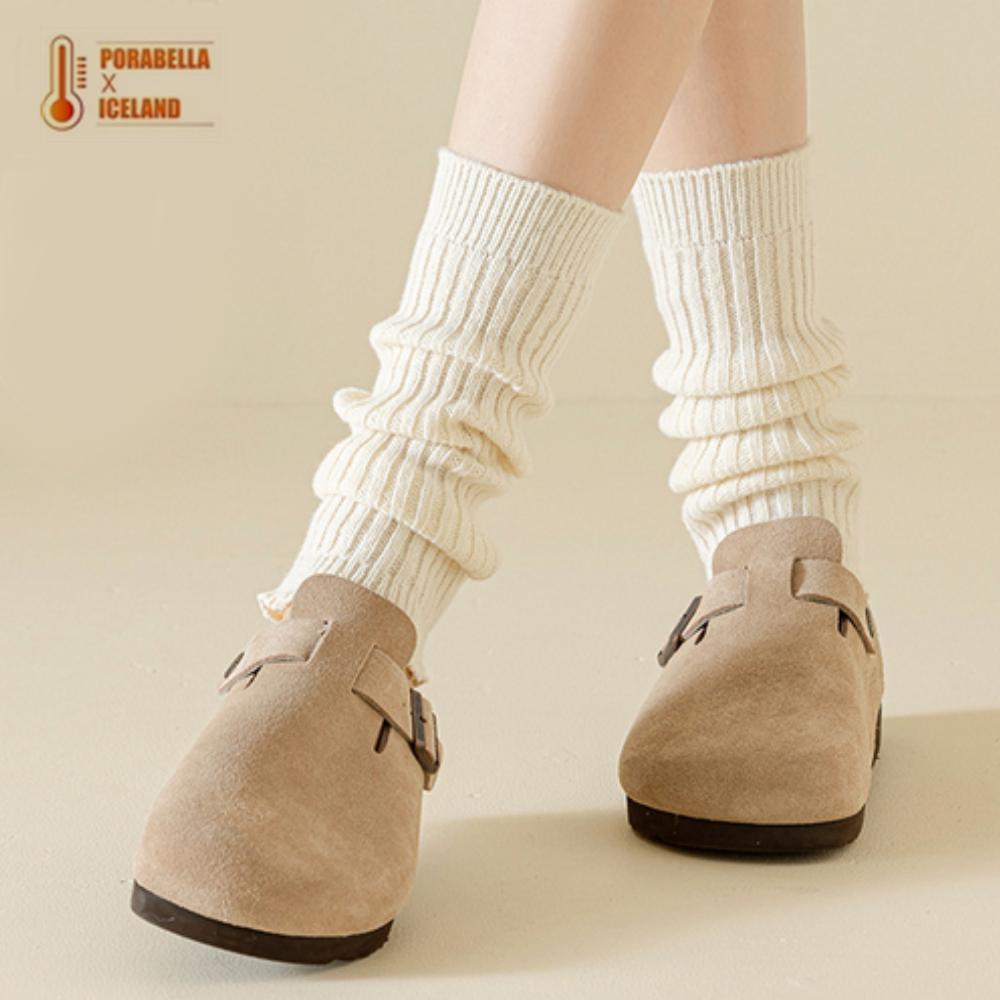 <Porabella現貨>襪套 日系辣妹襪套 露趾堆堆襪泡泡襪 針織襪套女 中筒襪 小腿襪 秋冬針織坑條豎條紋保暖襪套-細節圖6