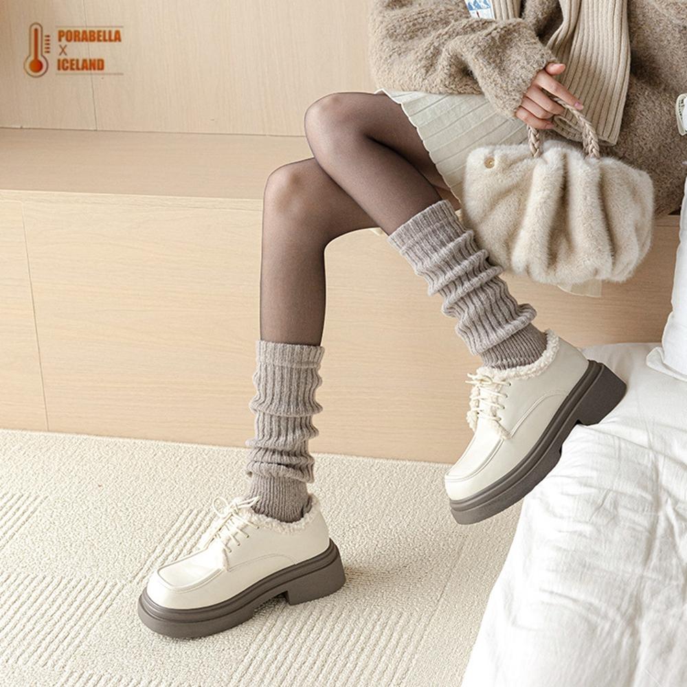 <Porabella現貨>襪套 日系辣妹襪套 露趾堆堆襪泡泡襪 針織襪套女 中筒襪 小腿襪 秋冬針織坑條豎條紋保暖襪套-細節圖7