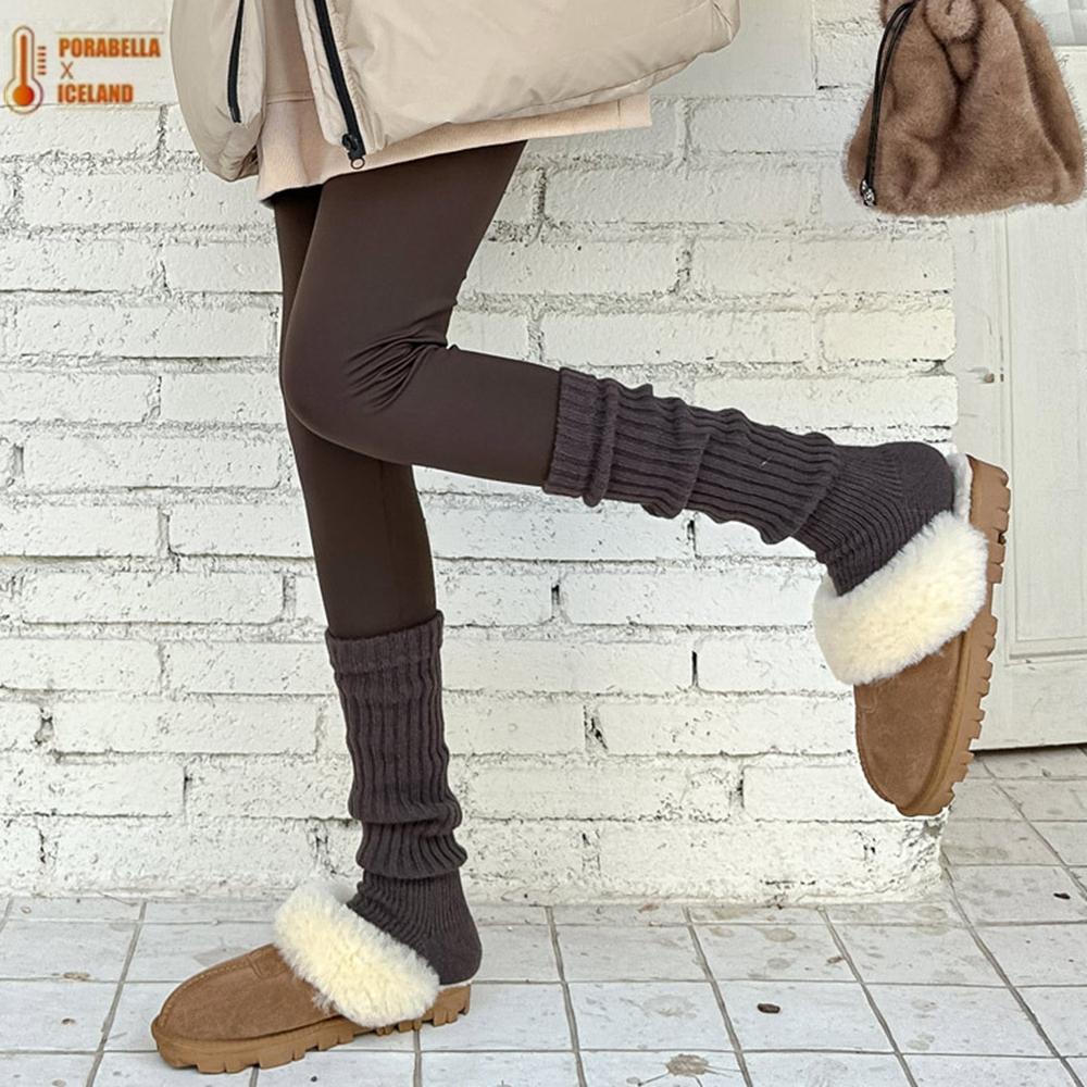 <Porabella現貨>襪套 日系辣妹襪套 露趾堆堆襪泡泡襪 針織襪套女 中筒襪 小腿襪 秋冬針織坑條豎條紋保暖襪套-細節圖9