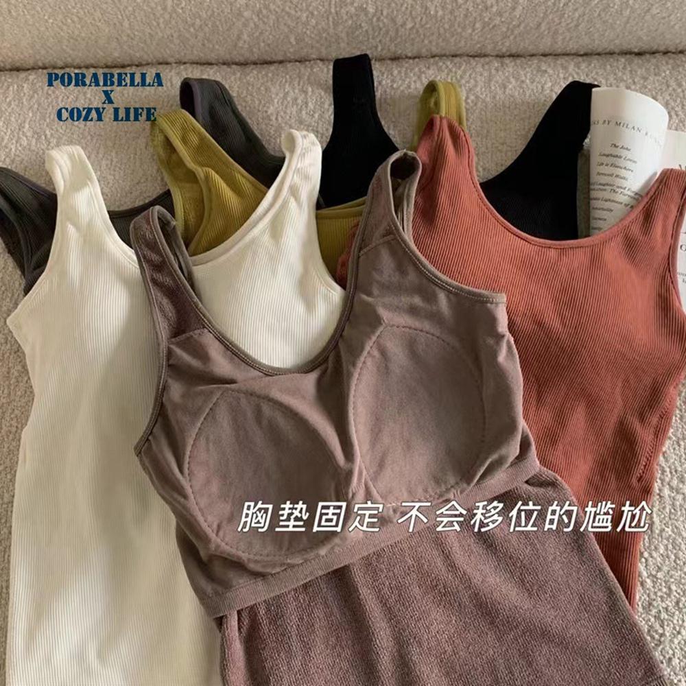 <Porabella現貨>加絨加厚背心 發熱背心 有胸墊免穿內衣 保暖背心 暖暖背心 內搭小可愛 打底衫 bratop-細節圖4