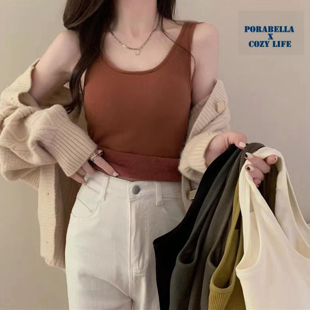 <Porabella現貨>加絨加厚背心 發熱背心 有胸墊免穿內衣 保暖背心 暖暖背心 內搭小可愛 打底衫 bratop-細節圖8