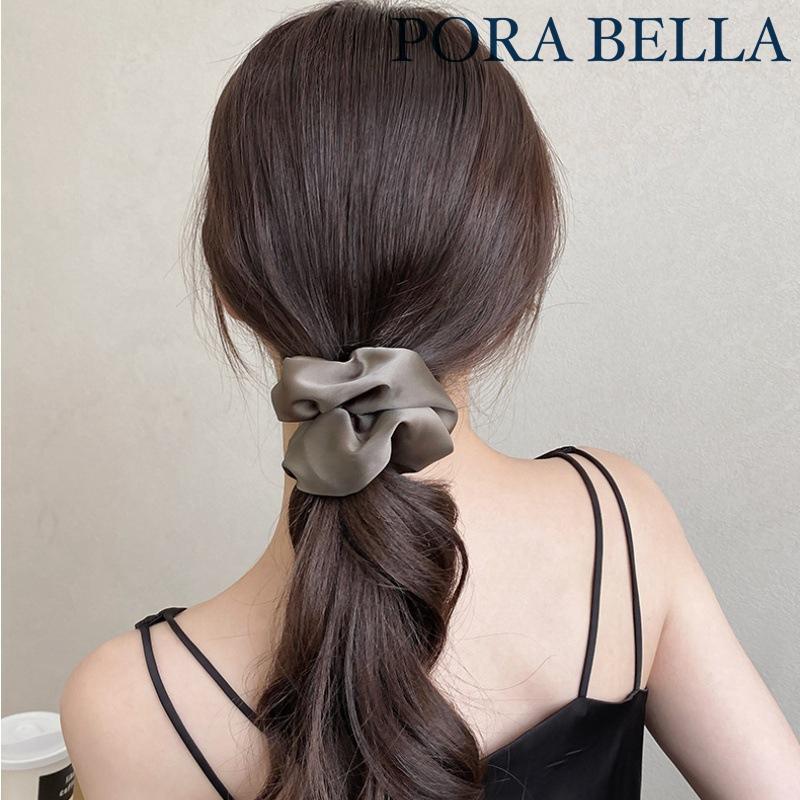 <Porabella現貨>韓版髮圈 法式高級感 奶油質感緞面大腸髮圈 美拉德色 丸子頭皮筋扎頭髮綁頭 髮飾女-細節圖3