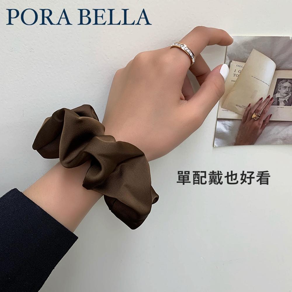 <Porabella現貨>韓版髮圈 法式高級感 奶油質感緞面大腸髮圈 美拉德色 丸子頭皮筋扎頭髮綁頭 髮飾女-細節圖5