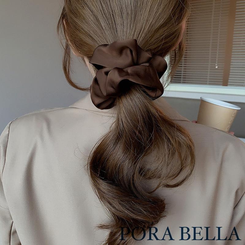 <Porabella現貨>韓版髮圈 法式高級感 奶油質感緞面大腸髮圈 美拉德色 丸子頭皮筋扎頭髮綁頭 髮飾女-細節圖6