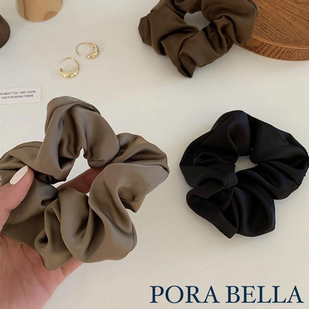 <Porabella現貨>韓版髮圈 法式高級感 奶油質感緞面大腸髮圈 美拉德色 丸子頭皮筋扎頭髮綁頭 髮飾女-細節圖9